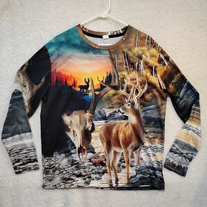 Colorful Wildlife Long Sleeve Tee-XL